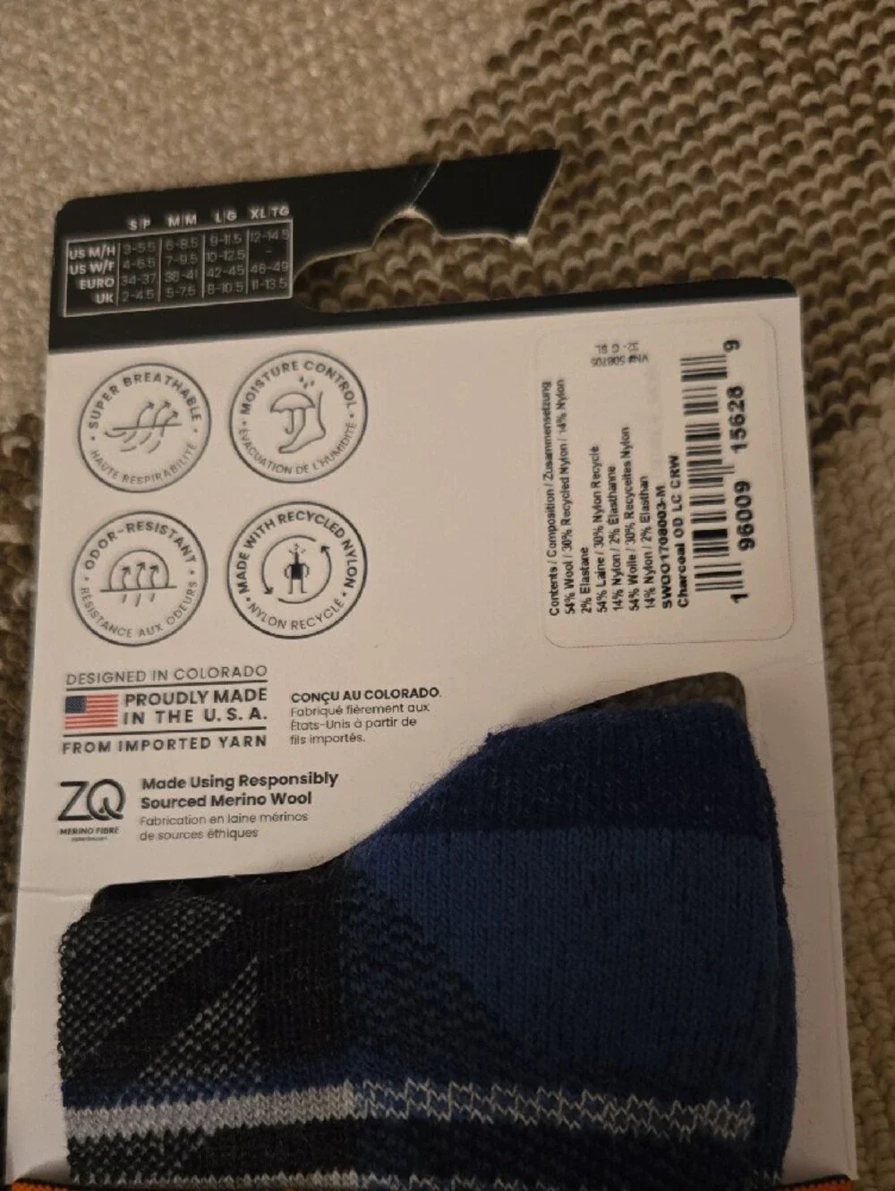 Smartwool Outdoor Crew Socks in Blue and Black (5-Pack)